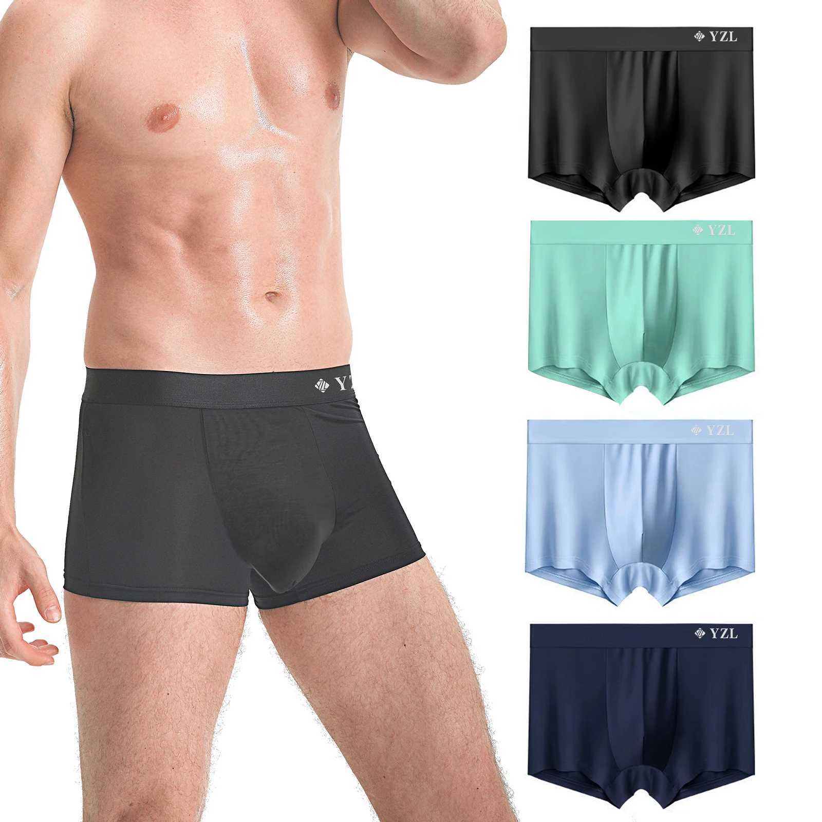 Mens ice silk underwear breathable Wicking Fitness sports high-performance elastic boxer fabric mens gift box new underwear W241223