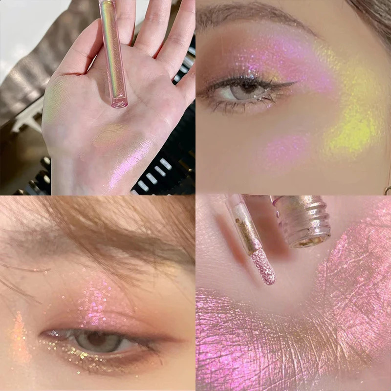 Glitter Highlighter Liquid Eye Shadow Multichrome Shimmer Eyeshadow Chameleon Eye Makeup High Gloss Pearl Shiny Eye Shadow 241223