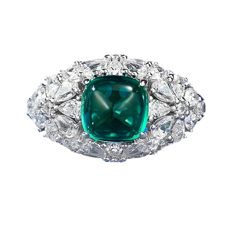Choucong Brand Wedding Rings Luxury Jewelry 925 Sterling Silver Water Dop Cubic Zircon CZ Diamond Gemstones Party Eternity Emerald Women Flower Ring G