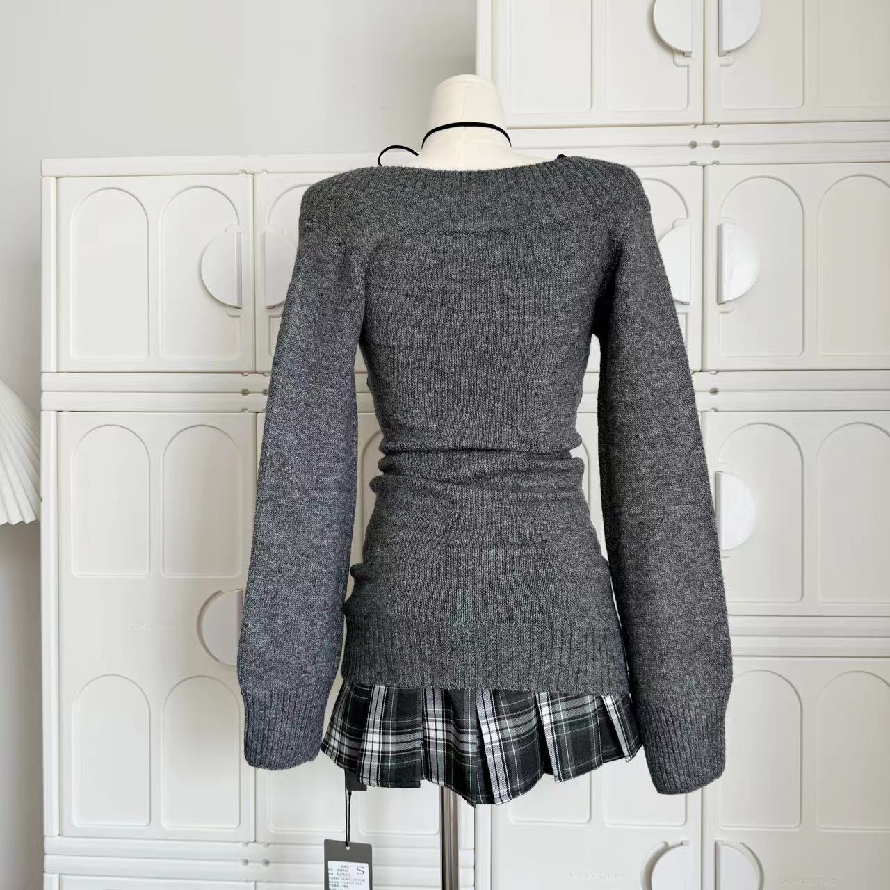 Autumn Winter Woman Gyaru Coquette V-Neck French Vintage Sweater Long Sleeve Pullovers Knitwears 2000S Aesthetic Old Money Thick