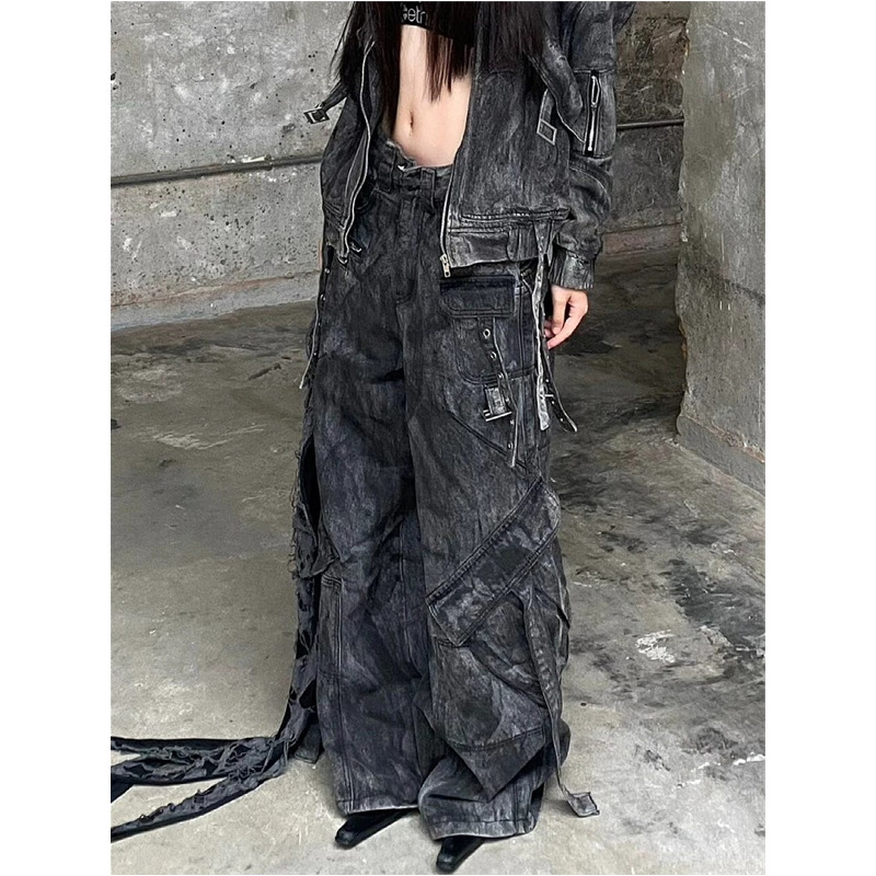 Black Jeans Women American Style Y2k 90S Vintage High Waisted Jean Straight Trouser Streetwear Casual Loose Wide Leg Denim Pants