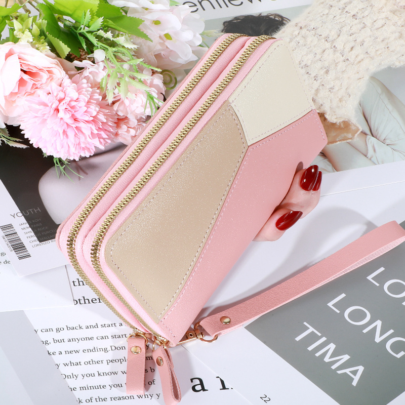 new style New Women's Long Zipper Student Wallet Korean Edition Color Blocked Large Capacity Handheld Phone Bag