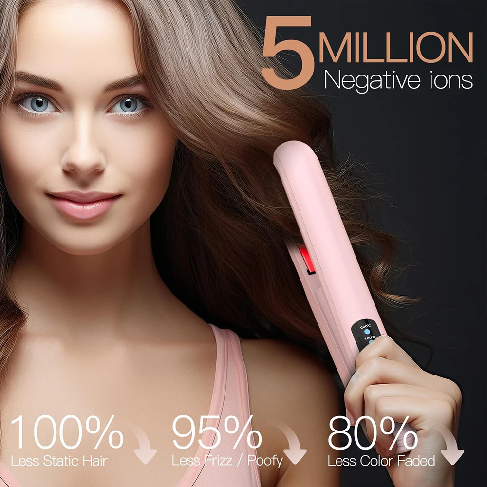 Cordless Hair Straightener and Curler Portable Flat Iron Fast Heating Hair Straightener for Women 3 Temp Settings 241223