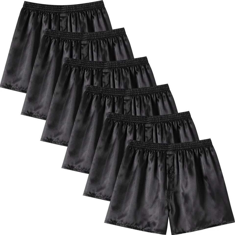 Jupiter Secret 6-piece mens satin boxing shorts casual home underwear with comfortable silk like bottom and elastic waistband W241223