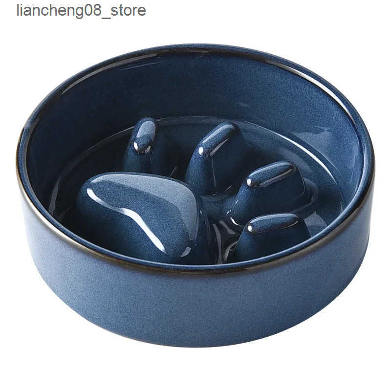 Dog Bowls Dishes New Slow Food Bowl Ceramic Food Bowl for Dogs and Cats Slow Food Bowl Pet Supplies Anti Knock Anti Choke Feeder Dog Accessories L2409