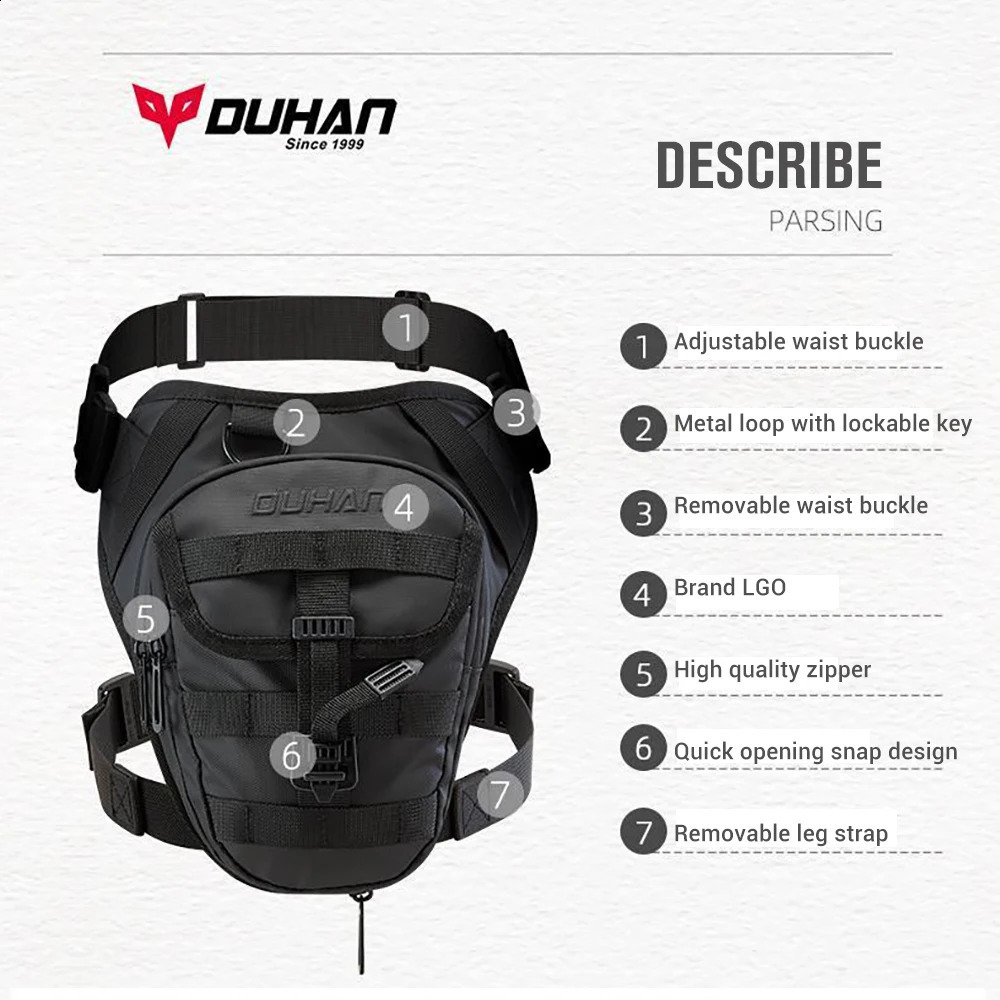 DUHAN Multi-Function Motorcycle Drop Leg Bag Hip Bum Motorcycle Bag Outdoor Waist Bag Motorbike Riding Chest Bag 241223