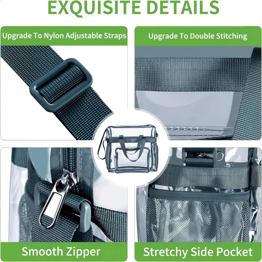 Large Capacity Transparent Tote Travel Bag Transparent Lunch Bag for Men and Women Suitable for Work Travel Holiday Sports 241223