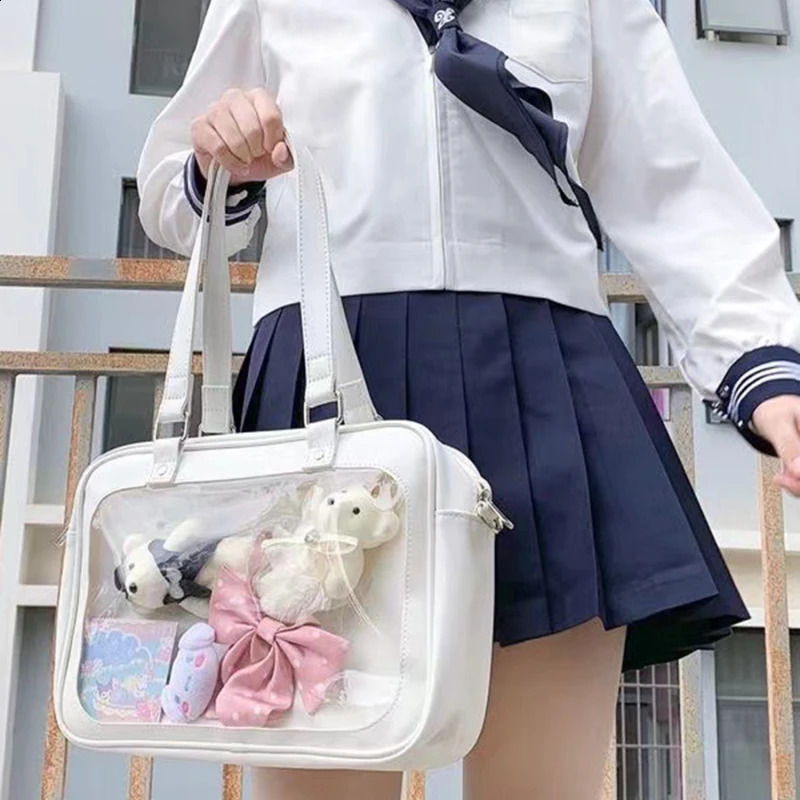 Transparent Single Shoulder Bag Women Simple Doll Storage Handheld Pain Bag PU Soft Girl Pack Cute Waterproof Handbag 241223