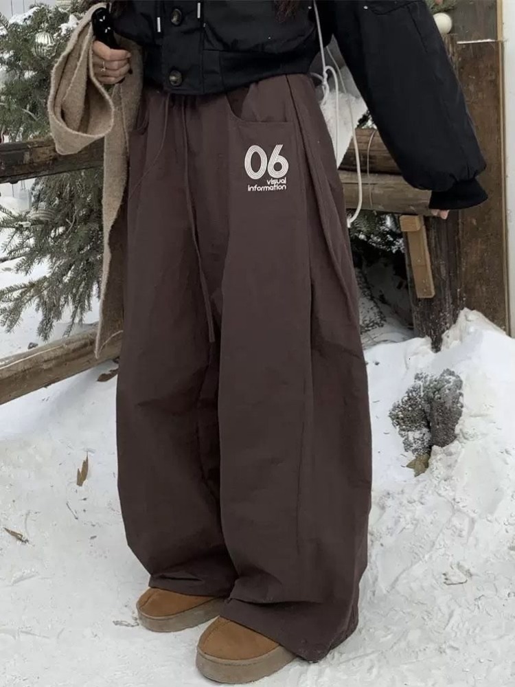 Vintage Y2k Baggy Warm Pants Woman Oversized Thick Haruku Korean Fashion Streetwear Casual Trousers Winter Autumn