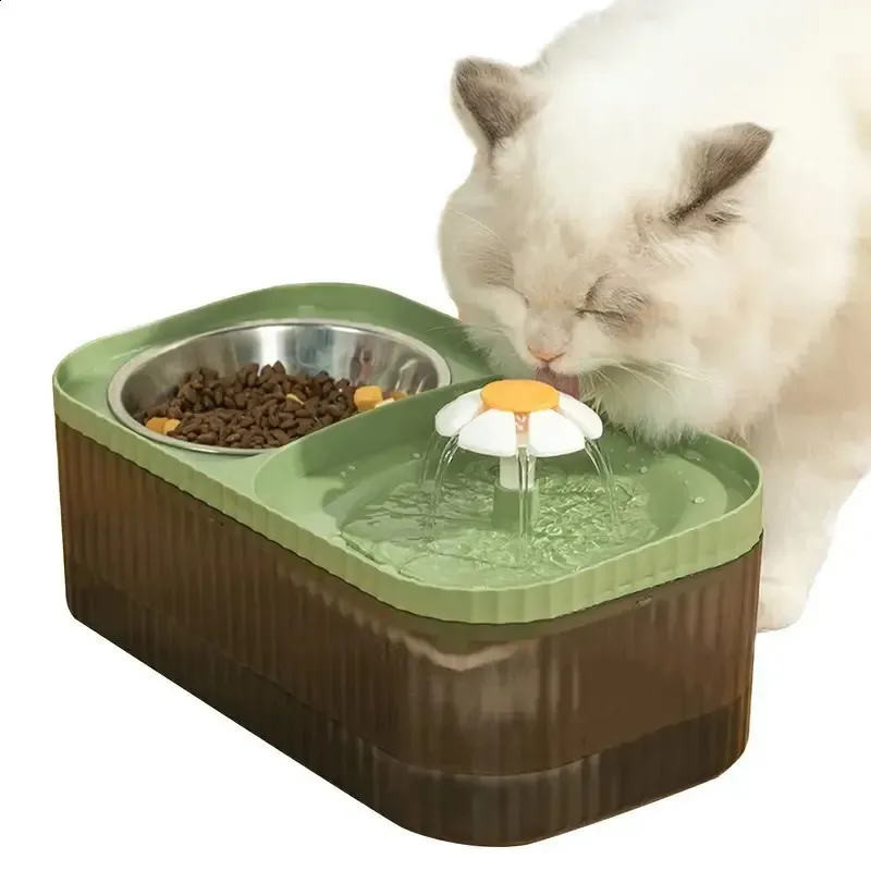 Automatic Cat Water Fountain With Stainless Steel Food Bowl Elevated Cat Feeder And Water Feeder For Indoor Cats