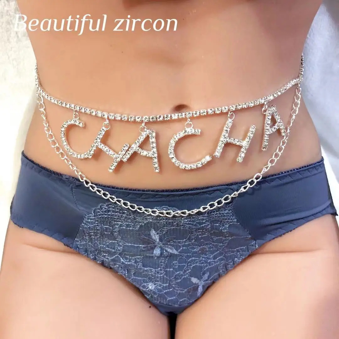 n letter belt fashion shiny Rhinestone Crystal waist chain statement womens tassel crystal waist chain accessories 241220