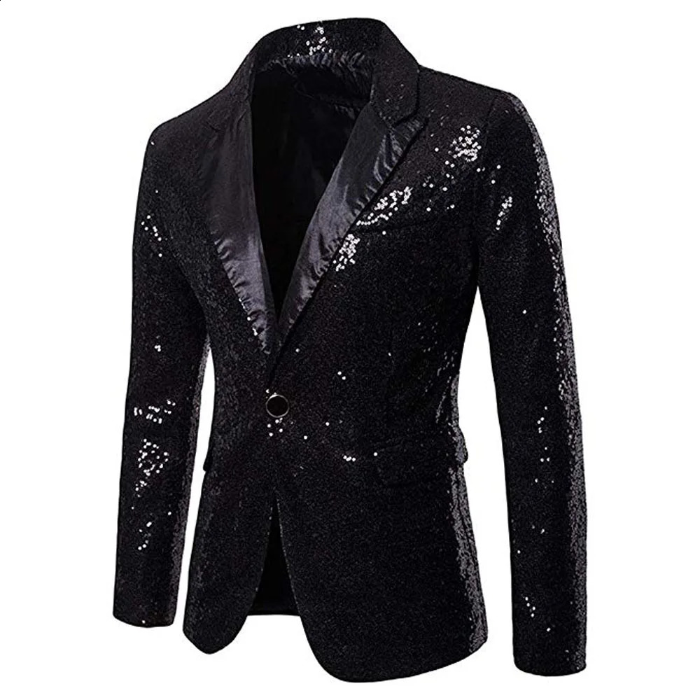Men Glitters Suit Jackets Sequins Party Button Dance Bling Coats Wedding Blazer Gentleman Formal Plus Size 2XL 241218