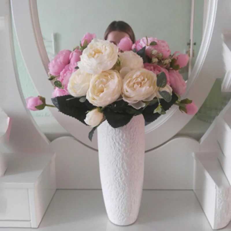 Silk Rose Peony Artificial Flower Beautiful Bouquet Used for Wedding Party Home Decoration Fake Flower M241223