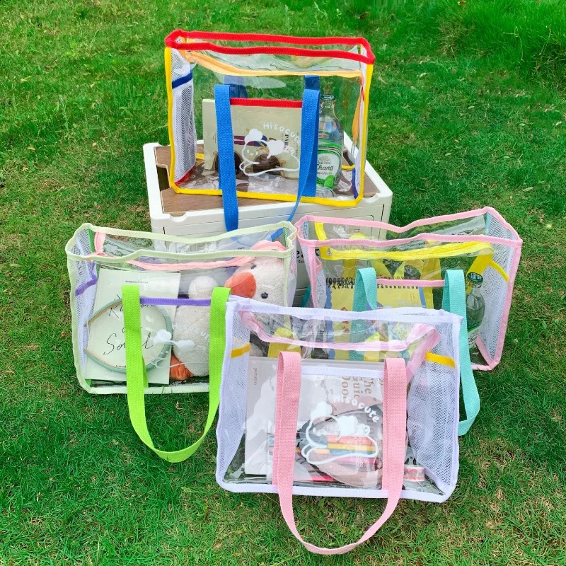 Ladies Transparent Shoulder Bag Large Capacity Beach Bag PVC Jelly Swimming Bag Shower Handheld Bag 241223