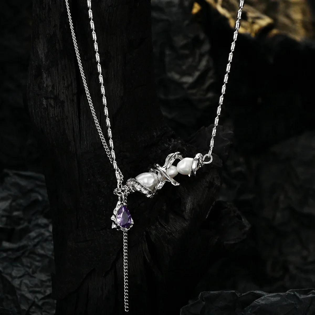 Ables Chic Solid 925 Silver Multi Strand Chain Zircon Pearl Accent Original Woman Necklace Y1S2N1001 241220