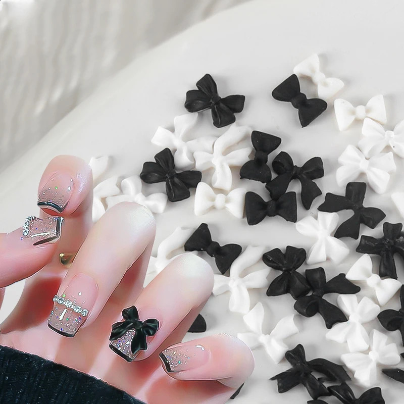 50pcs Kawaii White Pennant Nail Charms 3D Resin Jewelry Nail Art Decoration Accessories Pennant French Style Nail Supplies 241223