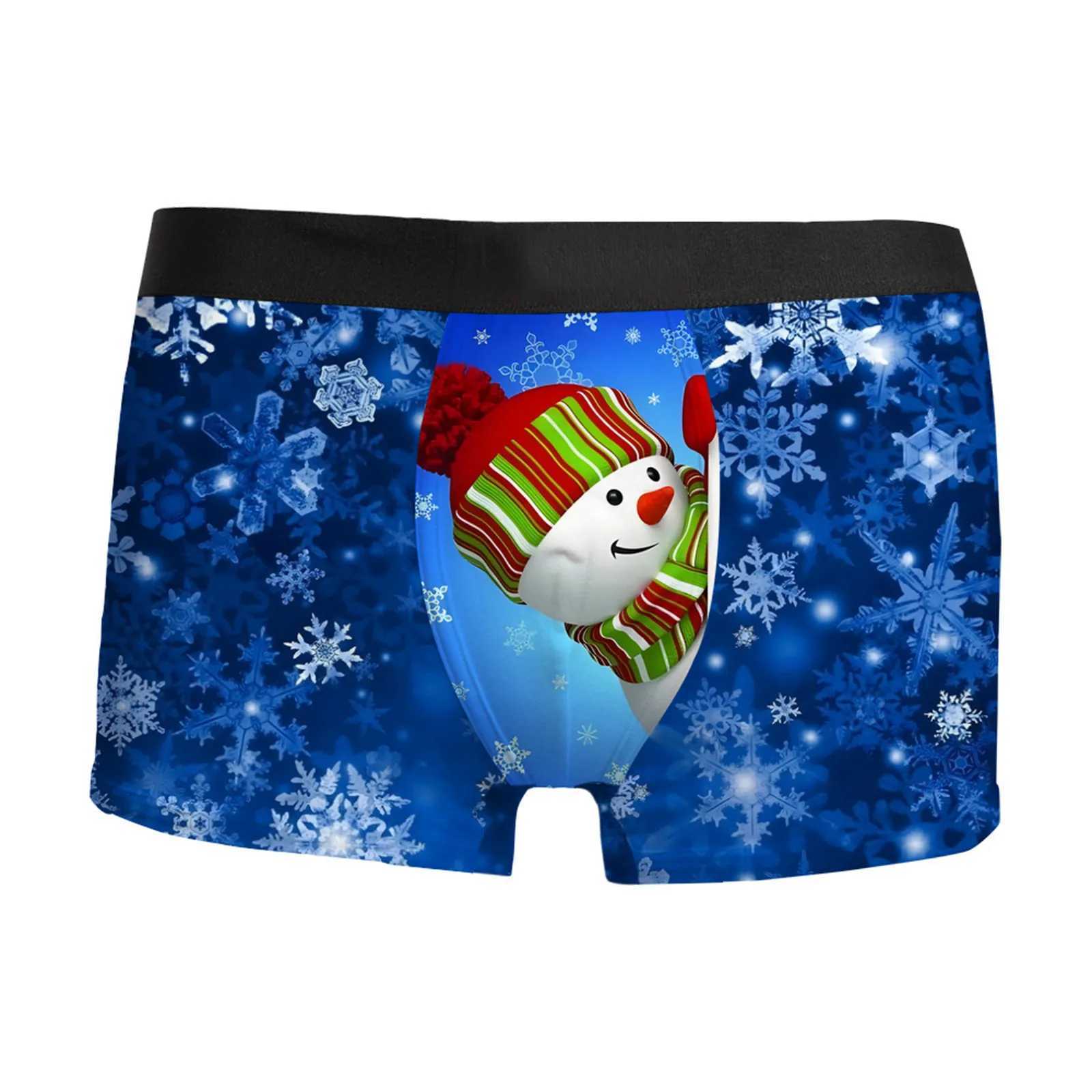 Funny Christmas Shorts Boxer Men 3D Deer Printed Breathable Seamless Boyshort Fashion Sexy Underwear Mens Box Slices W241223