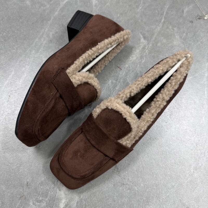 Mao New Style With Added Velvet Bean For Women, Soft Top, Anti Slip Sole, Warm Single Shoe, Thick Heel, Grandma Shoes