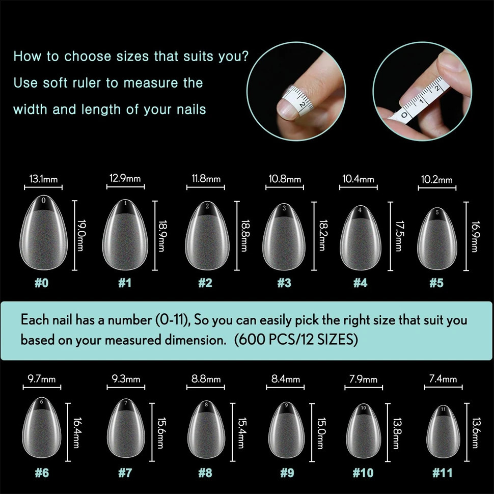 600 PCS Soft Gel X Nail Tips SuppliesFull Cover False Nail Tips for Acrylic Nails GelExtra Short Almond Nail Tip Square Medium 241223