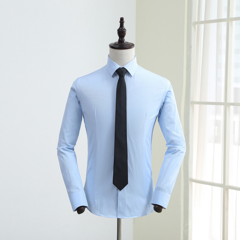 M12223 Spring and autumn men's shirts men's long sleeve Korean style slim solid color shirts