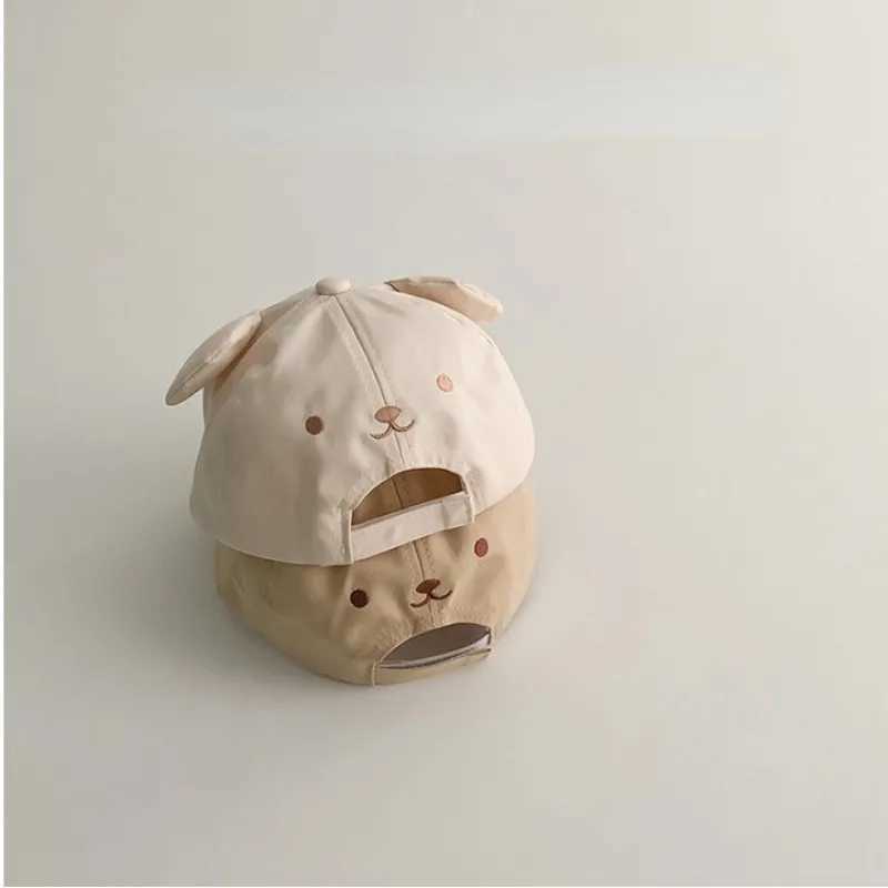 Caps Hats Cartoon Bear Baby Baseball Hat Cute solid color childrens sun hat with ears summer adjustable childrens baseball cap H241223