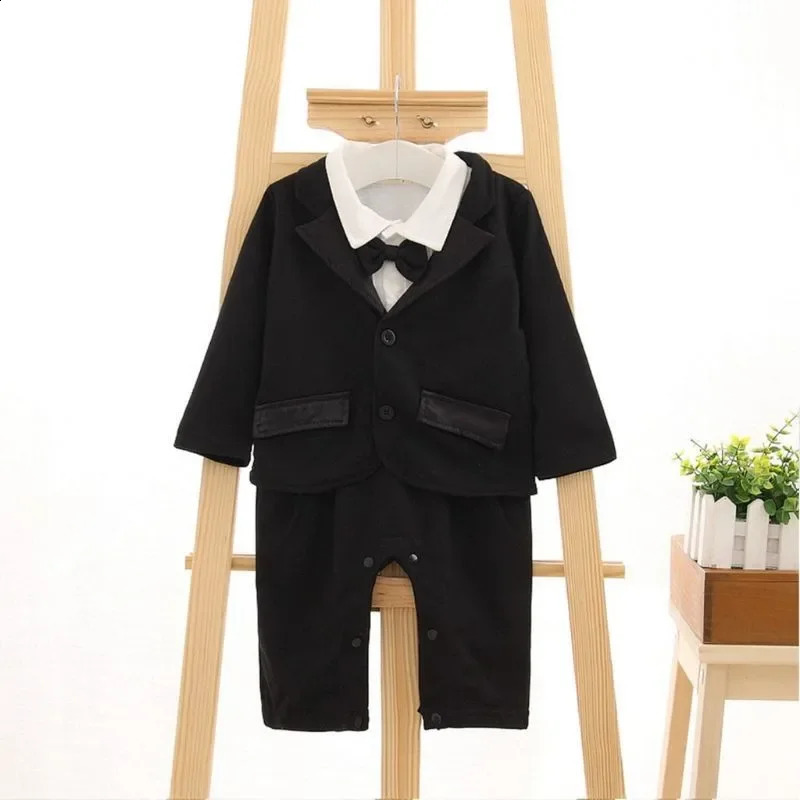 Gentleman Boss Baby Clothes Set Born for Boys Birthday Formal Wedding Party Toddler Romper Bodysuit with Coat 241223