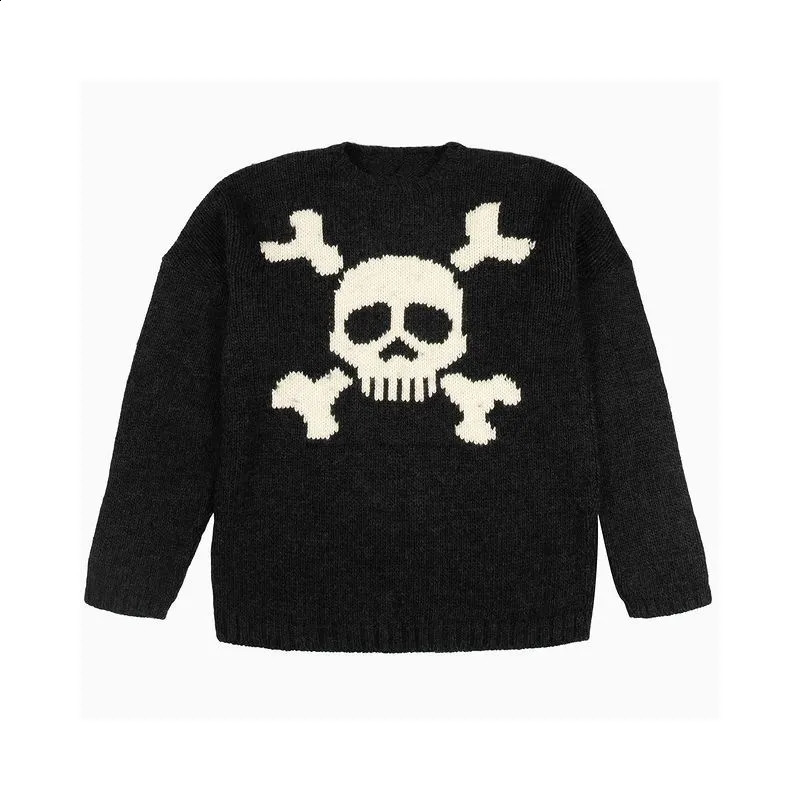 Gothic Sweater Skull Graphic Knitwear Hip Hop Punk Mens Pullover Retro Vintage Long Sleeve Womens Top Oversize Y2K Clothes 90s 241220