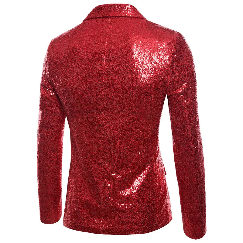 Men Glitters Suit Jackets Sequins Party Button Dance Bling Coats Wedding Blazer Gentleman Formal Plus Size 2XL 241218