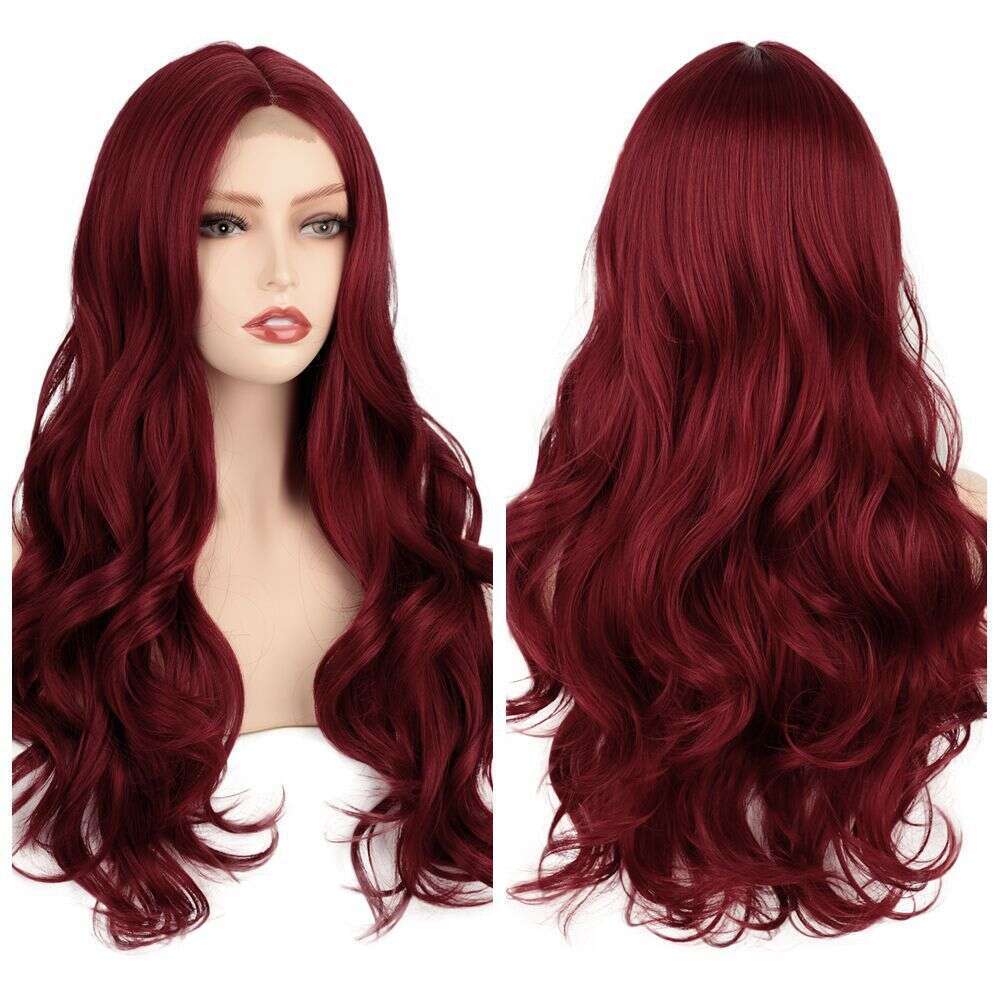 Women's Front Wig Middle Split Small Lace Solid Color Long Curled Hair Synthetic Headset Wigs