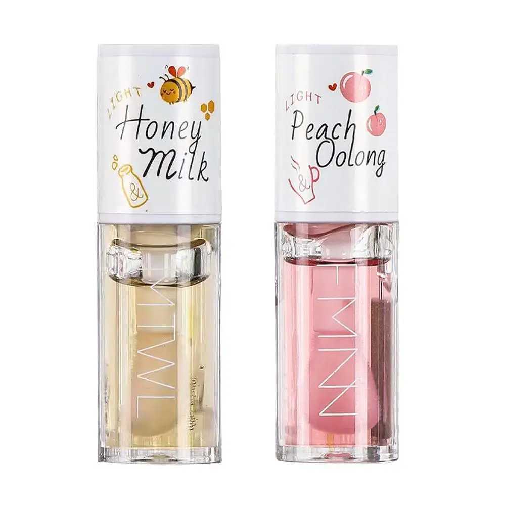Korean Kawaii Lip gloss Honey Peach Lip Oil Long Lasting Non-sticky Moisturizing Vitamin E Lip Tint Lip Plumper Lip Care SerumXJ241223