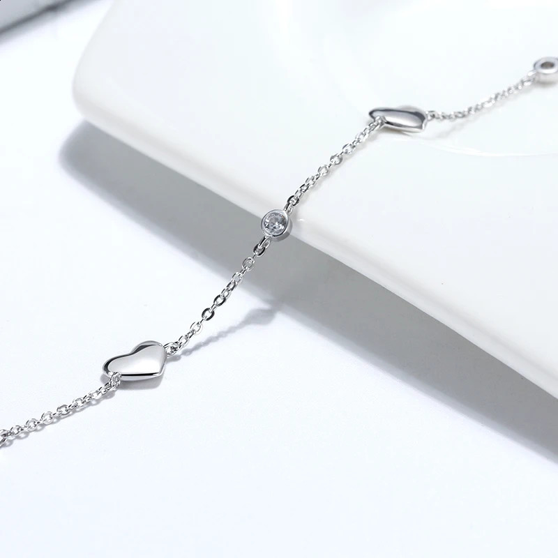 ORSA JEWELS Sweet Girls Heart Chain Bracelet with Clear Zirconia Fashion Cute Charm Bracelet Party Dainty Handmade Jewelry SB02 241214