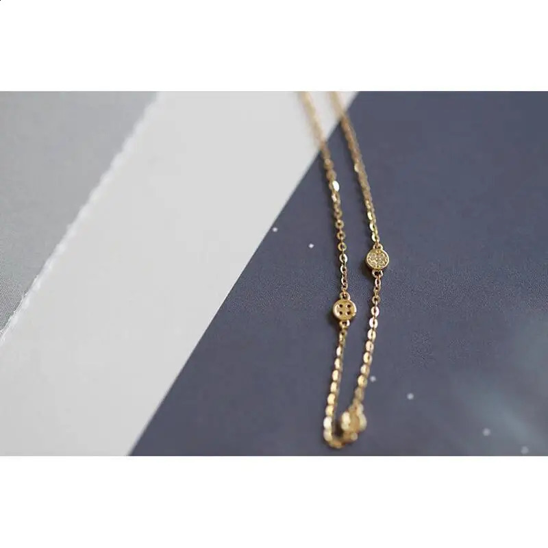 GOLDtutu 14K Real Solid Gold Crystal Charm Bracelet Minimal Simple Style Minimalist Jewelry kj181 241220