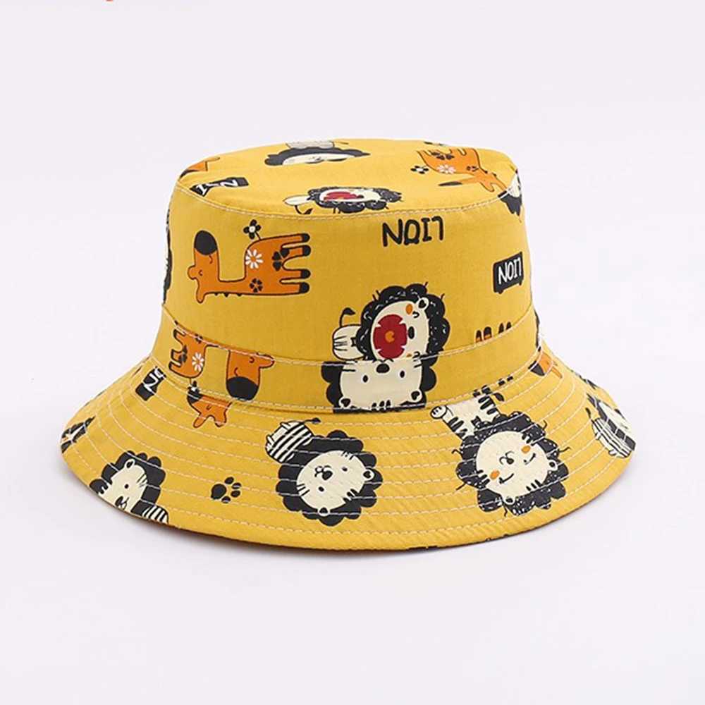 Caps Hats Childrens Panama hat cartoon lion baby bucket hat summer outdoor boys and girls fisherman sun hat UV resistant children fisherman beach hat 