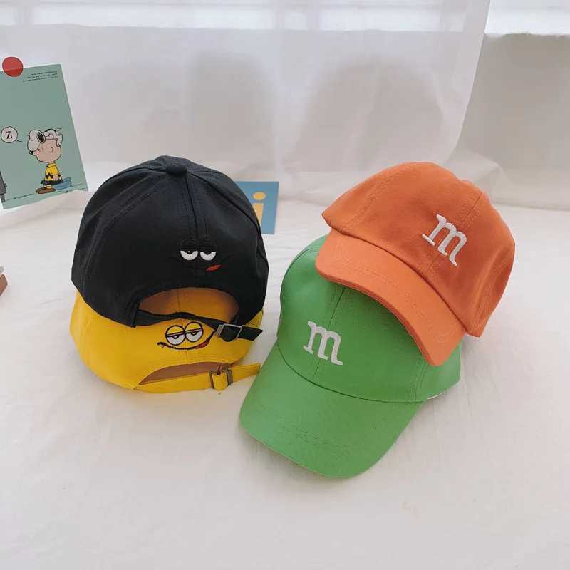 Caps Hats Childrens baseball cap cute baby cotton breathable childrens cap girl boy cap M letter embroidered hat H241223