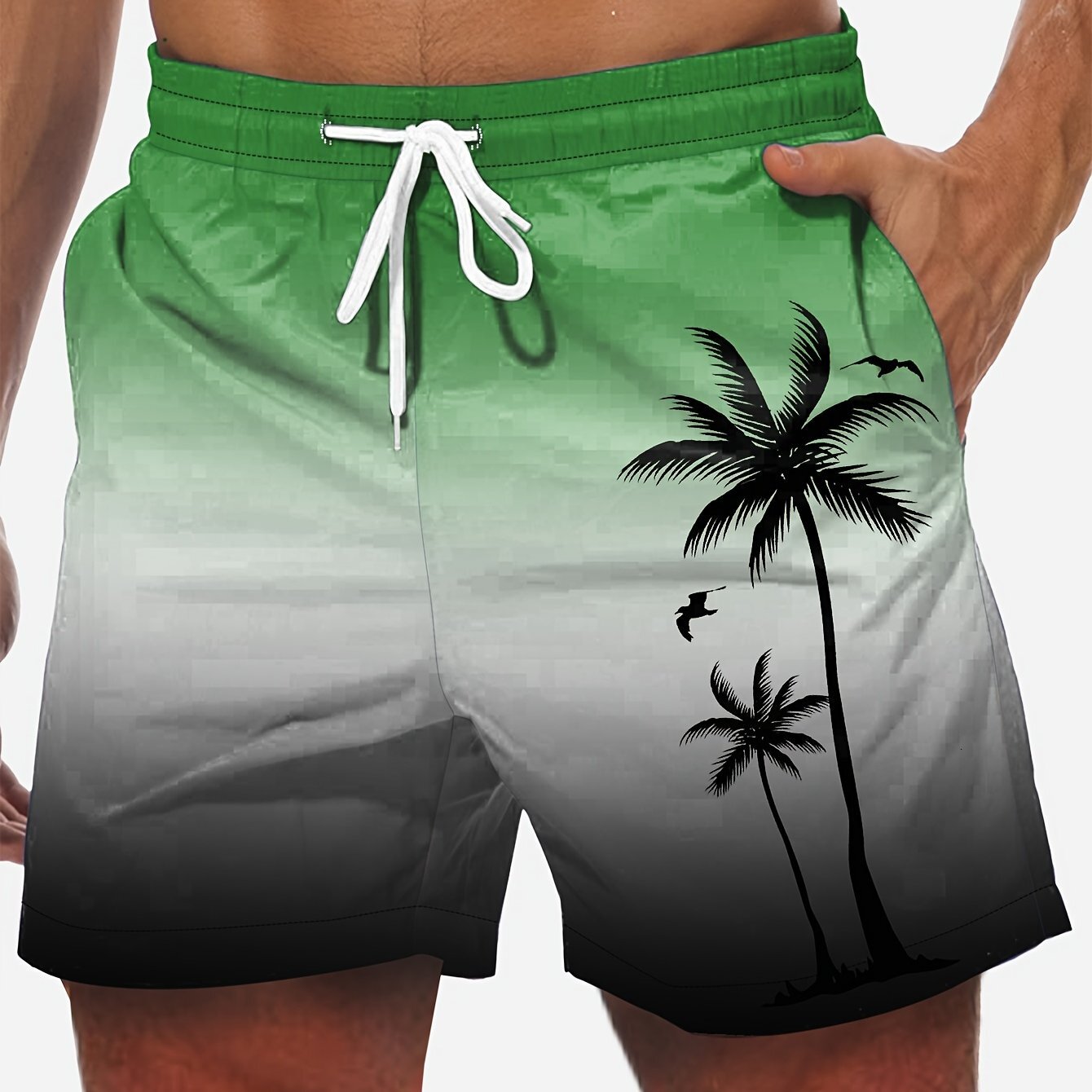 Men's Loose Beach Drawstring Quick Drying Coconut Tree Summer Women's 3D Printed Casual Shorts For Men