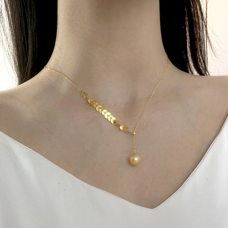 NYMPH Real 18K Gold Necklace Pendant Southsea Pearl AU750 Choker Women Fine Jewelry Party Gifts Adjust X624 241220