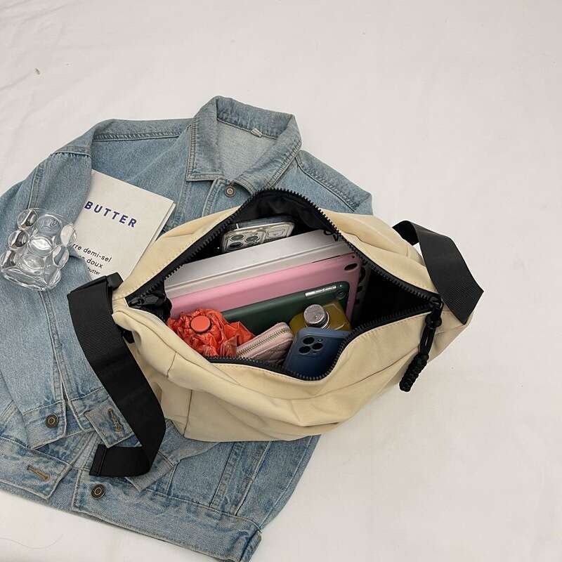 High-end Solid Color Casual Large Capacity Shoulder Bag, Versatile Crossbody For Commuting, Unisex Trendy Bag