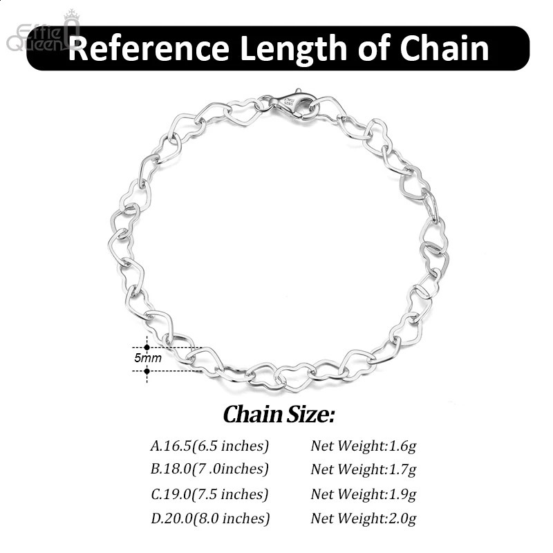 EFFIE QUEEN 14K Gold Rolo Heart Link Chain Bracelet 925 Sterling Silver Simple n Bracelets Jewelry Present for Women SB99 241214
