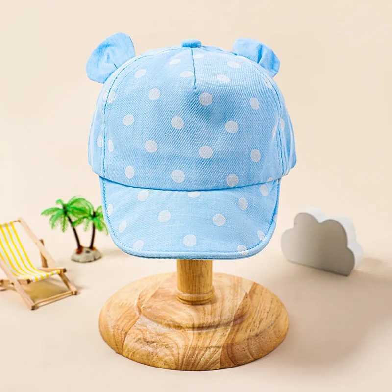 Caps Hats Cotton baby hat summer leather hat toddler hat childrens hat cute 3D ear baseball hat baby soft sun hat H241223