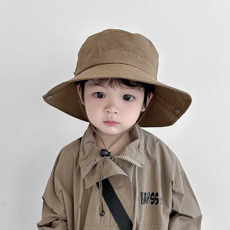Caps Hats Korean Baby Mountain Hat Solid Color Childrens Quick Drying Fishermans Hat Summer Childrens Outdoor Sunshade Hat Cotton Pad H241223