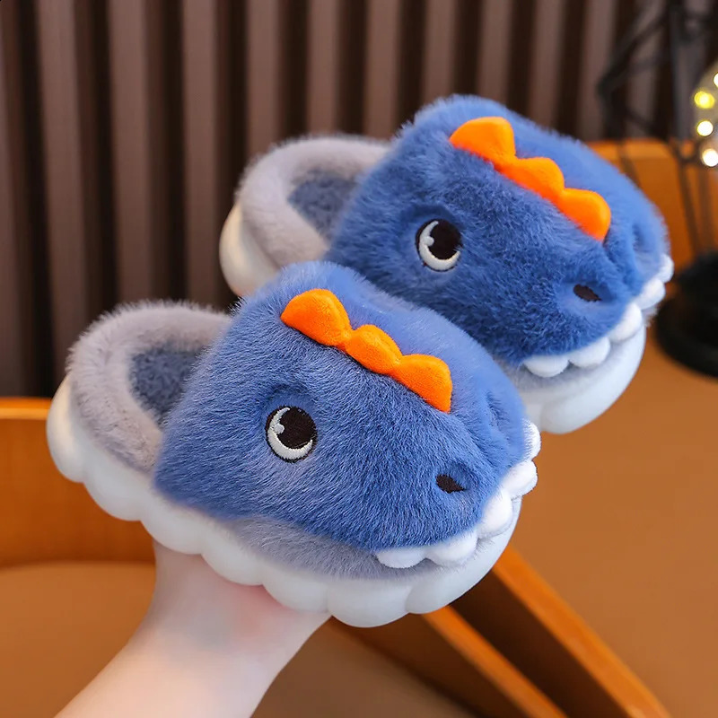 Children Home Shoes Girls Cashmere Cotton Slippers Baby Boy Young Warm Shoes Girls Slippers Indoor Cartoon Cotton-padded Shoes 241223