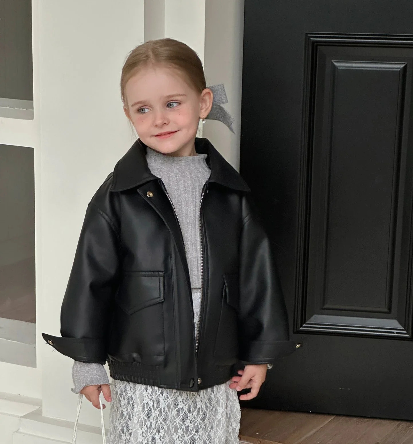 Coat Girl Advanced Feeling Girl Causal Fashion Korean Short Leather Jacket Loose Simple Turn Down Collar 241223