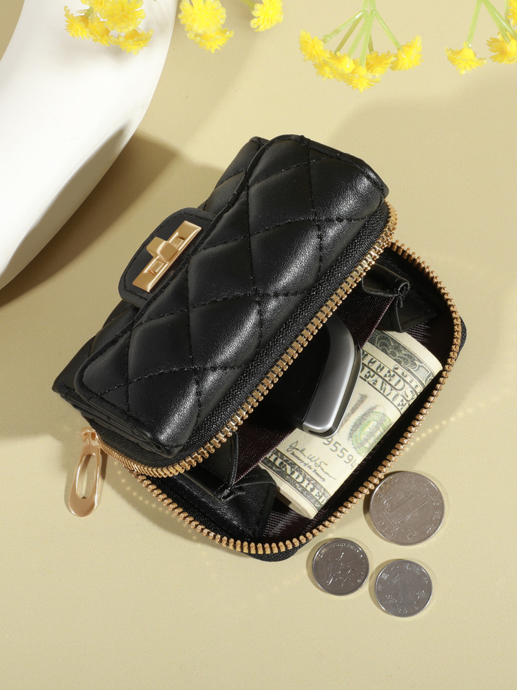 Women's Embroidered Heart Wallet, Short Multi-Function Handheld Card Holder, Sweet Zipper Coin Purse