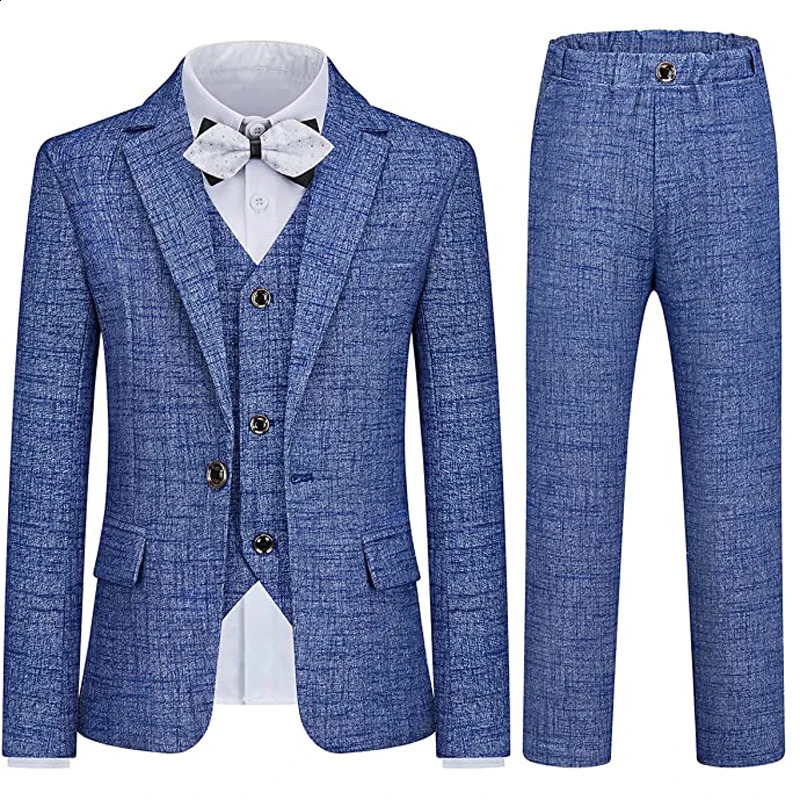 Child Plaid Suit Slim Fit Tuxedo Suit Set for Kids 3 Piece Formal Blazer Jackets Boys Ring Bearer Outfit for Wdding Dress 241223