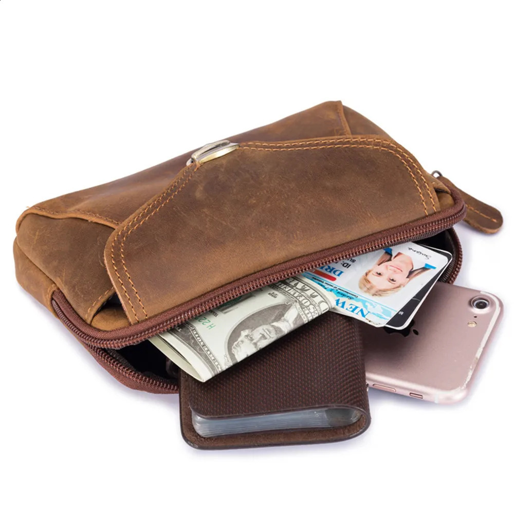 Fanny Waist Bag Men Genuine Leather Belt Bum Leg Hip Packs for Men Mini Multi Phone Box Wallet and Purse Outdoor Coin Card Pouch 241223