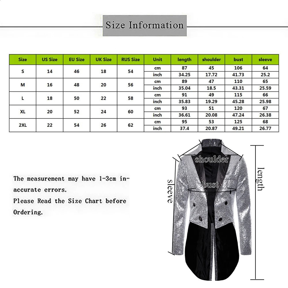 Shiny Gold Sequins Glitter Tailcoat Suit Jacket Male Double Breasted Wedding Groom Tuxedo Blazer Men Party Stage Prom Costume 241218