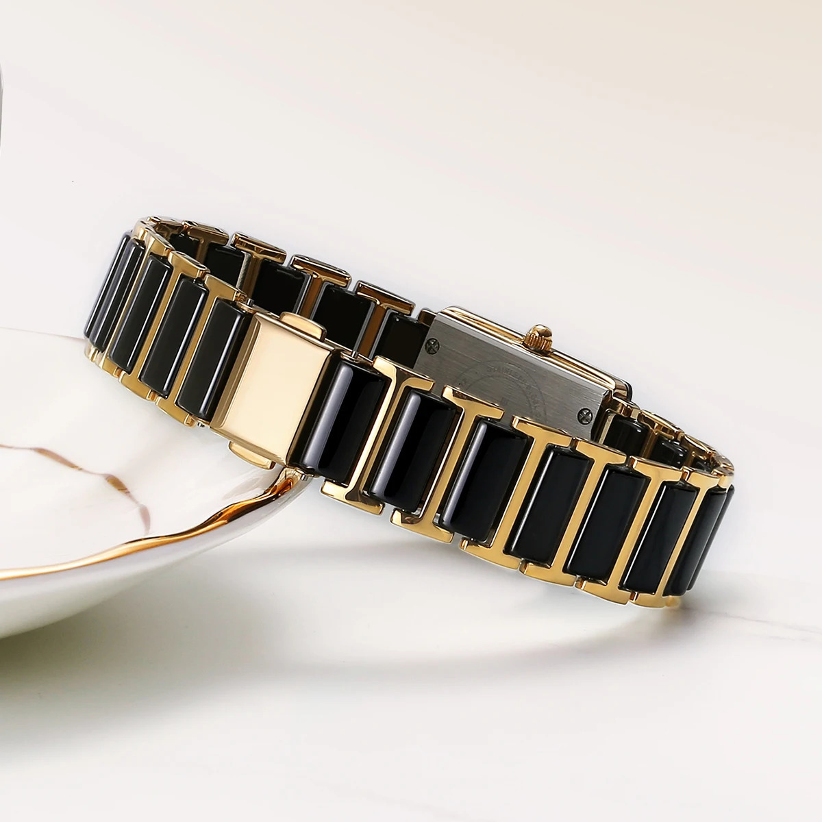 BERNY Ceramics Quartz Women Watch Fashion Rectangle MenWomen Wristwatch Bracelet Luxury Diamon Gold Couple Watches Gift 241220