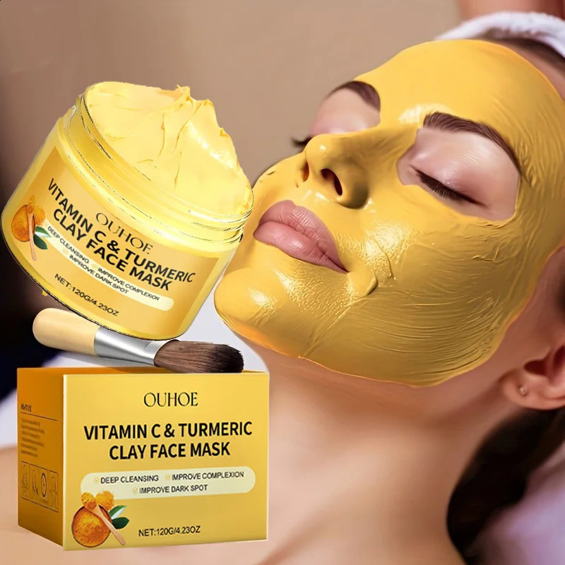 Turmeric C Clay Mask Deep Cleansing Facial Improves Dark Spots Acne Hydrating Skin Care Tightens Skin Evens Skin Tone 241223