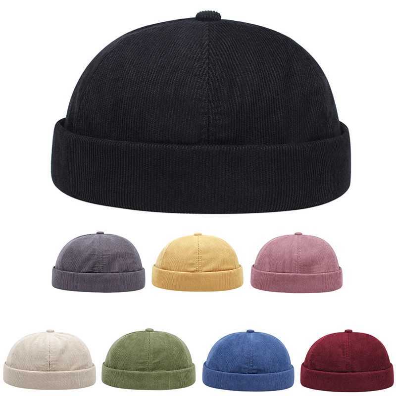 Caps Hats Spring and summer new casual landlord street melon skin tidal hat without Brim retro hip-hop hat unisex hat H241223