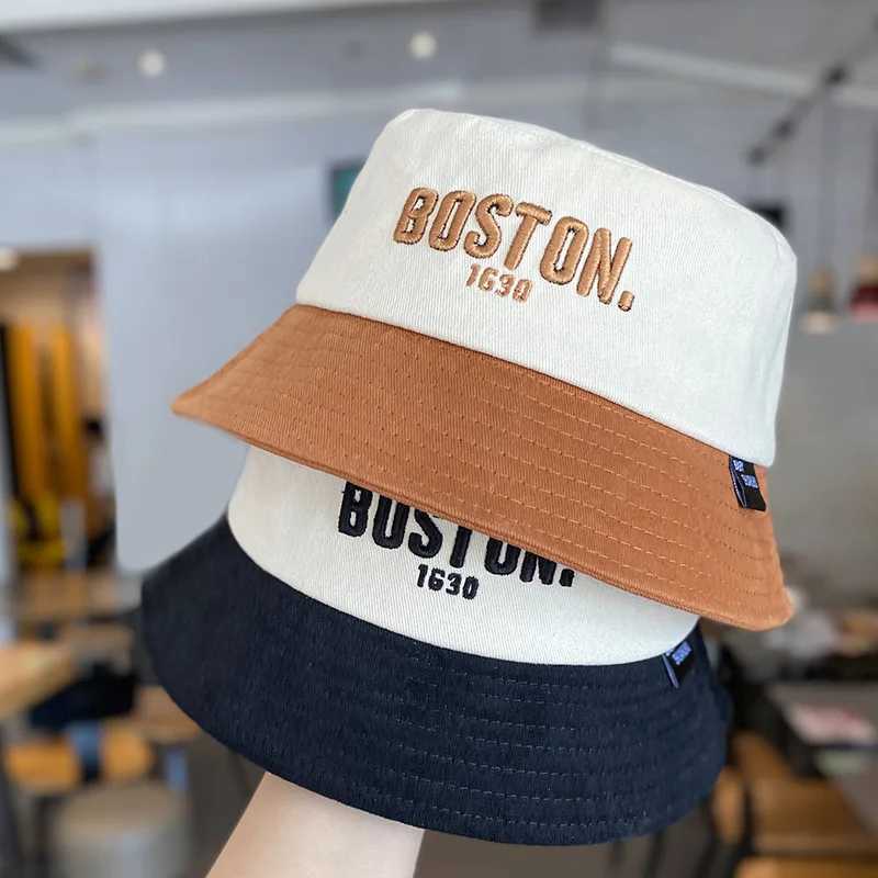 Caps Hats Spring and summer childrens Panama fisherman hat Korean letter embroidery baby wide Brim bucket hat boys and girls dragging basin hat H24122
